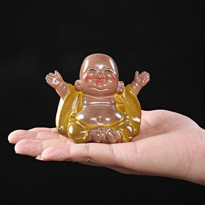 Mythstone Color Changing Laughing Buddha Resin Tea Pet Wealth Home Figurine Decoration