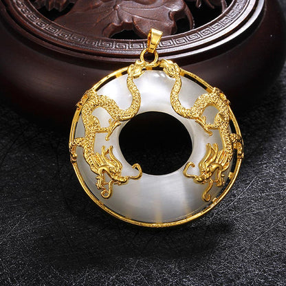 Mythstone Tibetan Jade Dragon Necklace Pendant