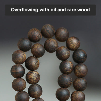 MythStone 7mm 108 Mala Beads Nha Trang Qinan Agarwood Peace Strength Bracelet