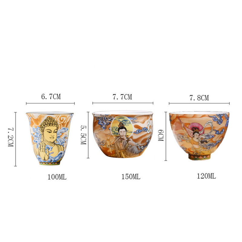 Mythstone Dunhuang Color Flying Apsaras Teacup Kung Fu Tea Cup