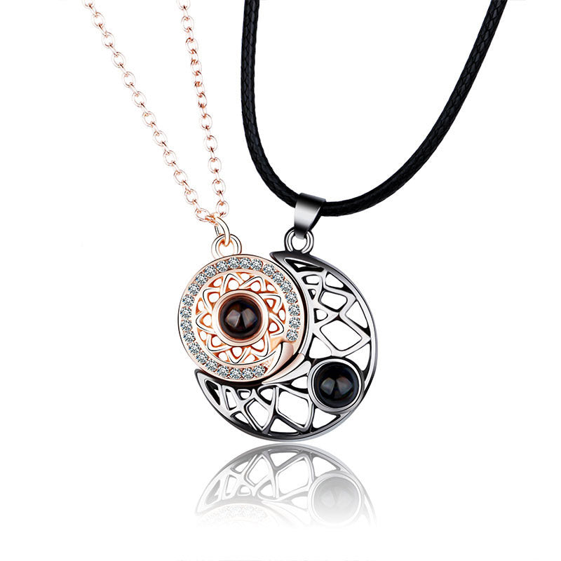 Mythstone Magnetic Sun Moon Couple Heart Protection Necklace Pendant