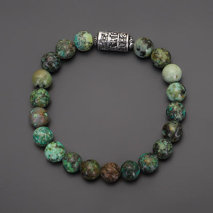 Pulsera positiva con cuentas de Om Mani Padme Hum, pietersita, lazurita natural y piedra mitológica 