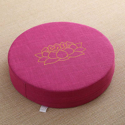 Mythstone Lotus Embroidery Cotton Linen Meditation Seat Cushion