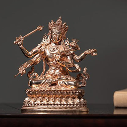 Estatua decorativa de cobre Serenity de la figura del Bodhisattva Manjusri de cuatro brazos de Mythstone 