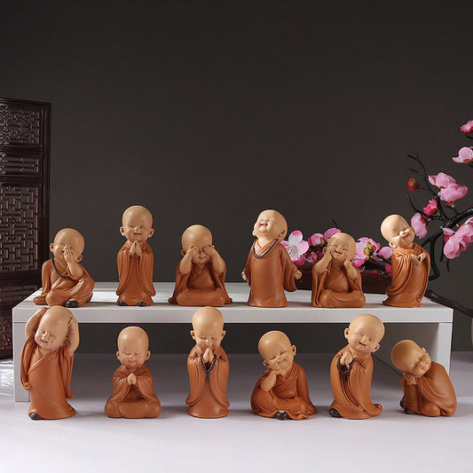 Mythstone Small Mini Meditation Praying Monk Serenity Resin Home Decoration