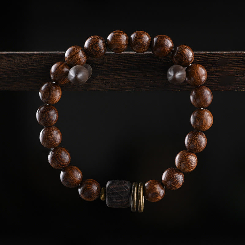 Mythstone Sandalwood Ebony Wood Bead Healing Single Double Wrap Bracelet