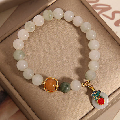 Mythstone Jade Auspicious Clouds Red Agate Citrine Prosperity Bracelet