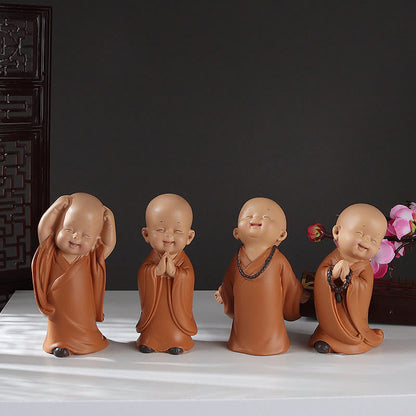 Mythstone Small Mini Meditation Praying Monk Serenity Resin Home Decoration