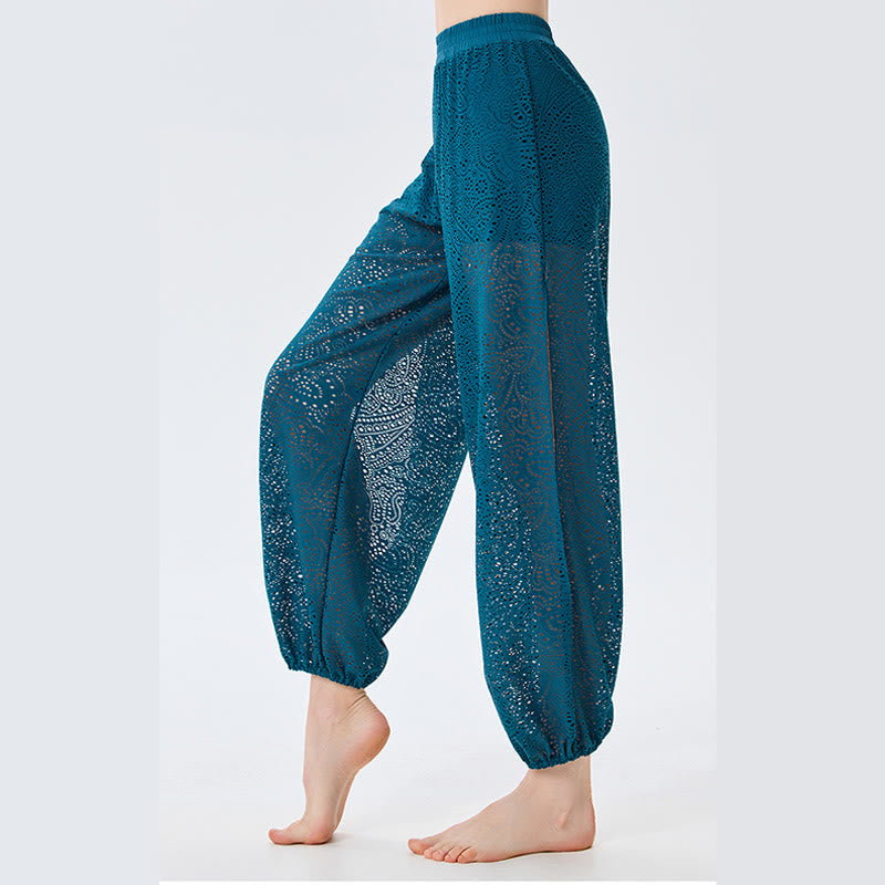 Pantalones de harén holgados con estampado de flores de anacardo de Mythstone, pantalones de yoga para mujer con abertura lateral 