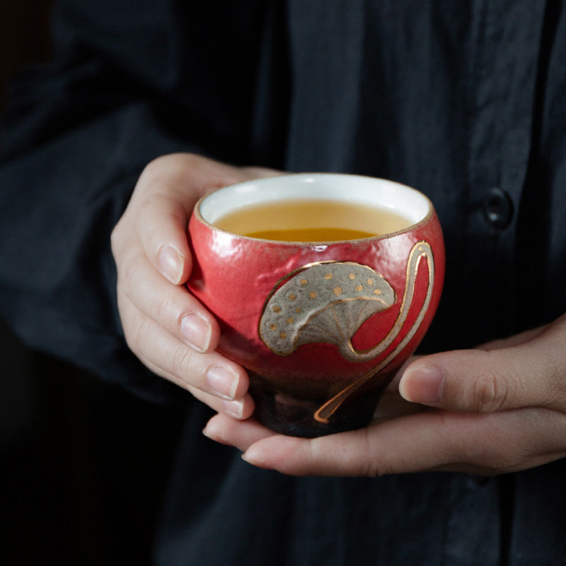 Mythstone Lotus Pod Engraved Teacup Kung Fu Tea Cup