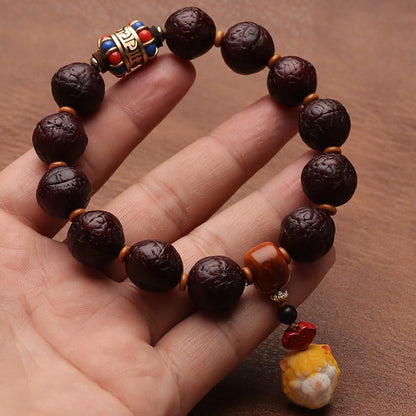 Mythstone Tibetan Bodhi Seed Agate Bead Luck Wealth Tassel Charm Wrist Mala