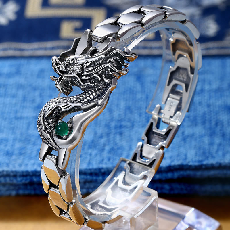 Mythstone Vintage Dragon Pattern Engraved Success Bracelet