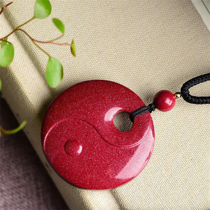 Mythstone Laughing Buddha Yin Yang Chinese Zodiac Gourd Natural Cinnabar Blessing Necklace Pendant