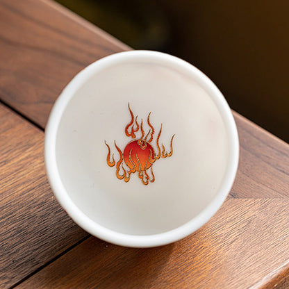 Mythstone Dragon Phoenix Auspicious Clouds Ceramic Teacup Kung Fu Tea Cup With Gift Box