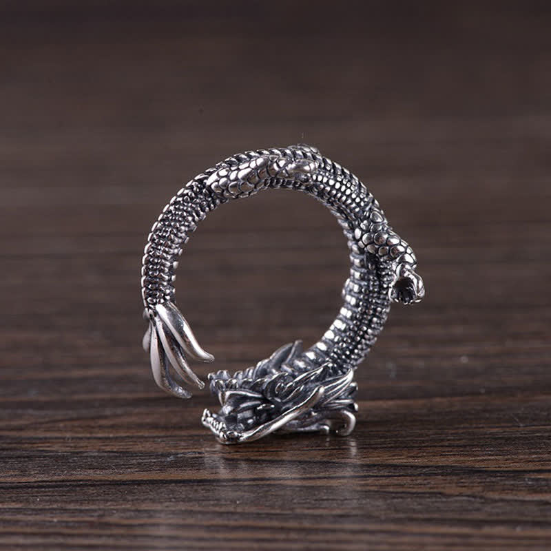 Mythstone 925 Sterling Silver Dragon Luck Protection Ring