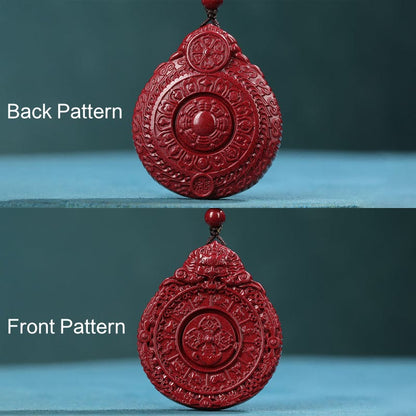 Mythstone Chinese Zodiac Natural Cinnabar Bagua Amulet Keep Away Evil Spirits Necklace Pendant