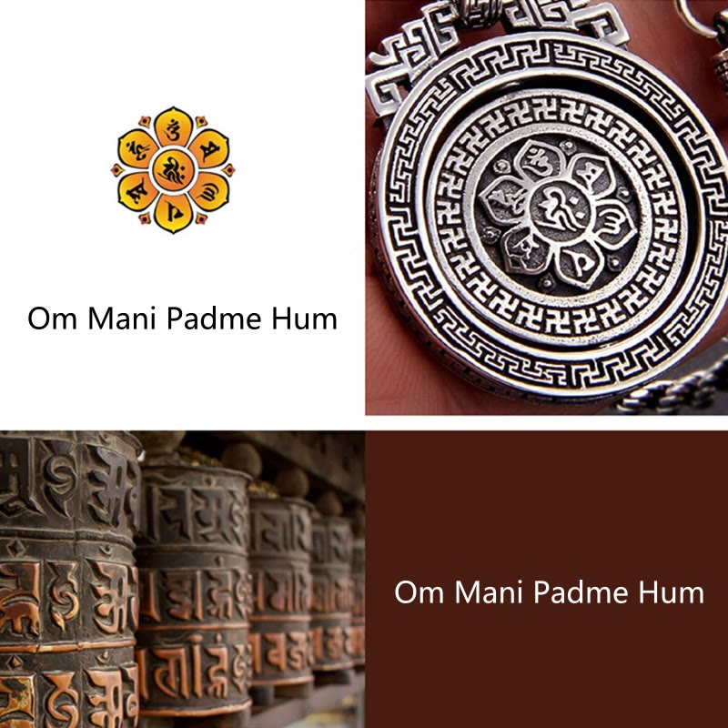 Mythstone Tibetan Om Mani Padme Hum Double Dorje Vajra Rotatable Purity Peace Necklace Pendant