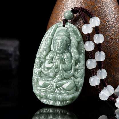 Colgante de jade natural con forma de Buda natal del zodíaco chino Mythstone para la prosperidad y la riqueza 