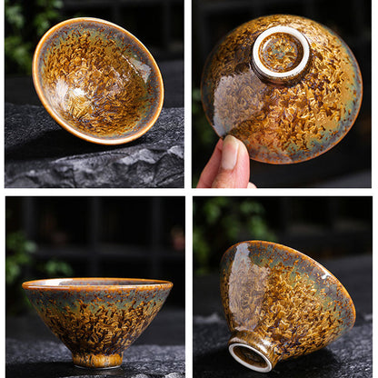 Mythstone Colorful Brown Ceramic Teacup Kung Fu Tea Cup Bowl