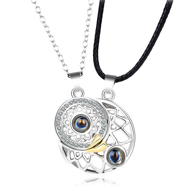 Mythstone Magnetic Sun Moon Couple Heart Protection Necklace Pendant