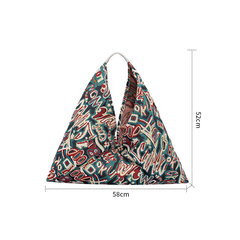 Mythstone Flowers Letters Butterfly Geometry Print Underarm Triangle Shoulder Bag