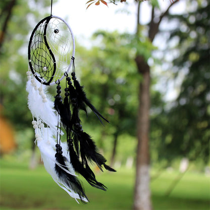 Mythstone Yin Yang  Dream Catcher Circular Net with Feathers Balance Decoration