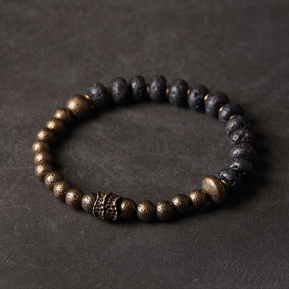 Brazalete brazalete de equilibrio de cobre con piedra de lava Mythstone