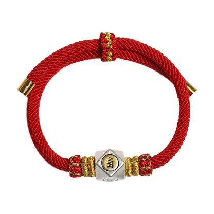 Mythstone 999 Sterling Silver Chinese Zodiac Natal Buddha Red Rope Luck Strength Handcrafted Kids Bracelet