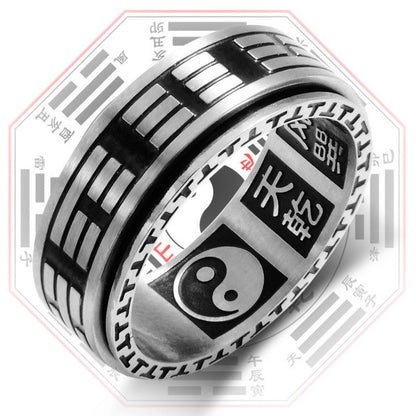 Mythstone Bagua Yin Yang Titanium Steel Balance Rotatable Ring