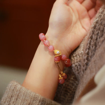 Pulsera de plata de ley 925 con flor de loto y ágata Yanyuan de MythStone 