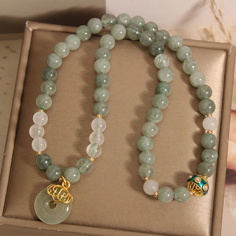 Mythstone Green Aventurine Peace Buckle Charm Luck Double Wrap Bracelet