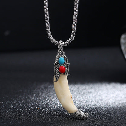 Mythstone Imitation Wolf Tooth Titanium Steel Balance Necklace Pendant