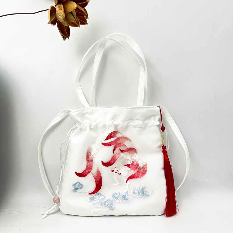 Mythstone Suzhou Embroidery Lotus Deer Epiphyllum Peony Rabbit Cotton Linen Tote Crossbody Bag Shoulder Bag Handbag