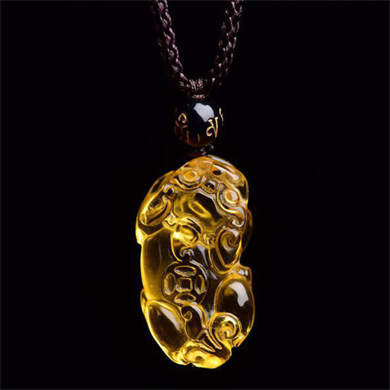 Mythstone FengShui Citrine PiXiu Wealth Necklace Pendant