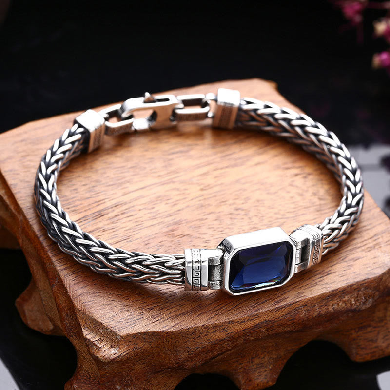 Mythstone Retro Blue Acrylic Dragon Keel Braided Design Healing Wealth Buckle Bracelet