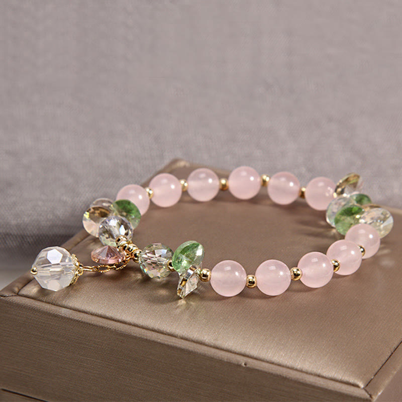 Mythstone Cat's Eye Pink Crystal Peace Charm Bracelet