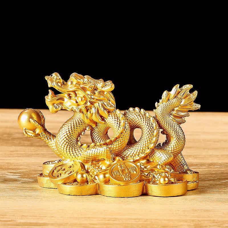 Mythstone Feng Shui Dragon Copper Coin Wealth Success Luck Decoration