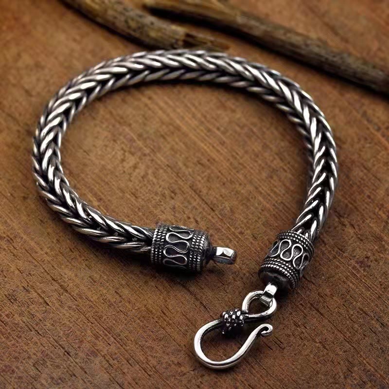 Mythstone Vintage Dragon Keel Braided Twisted Design Wealth Buckle Bracelet