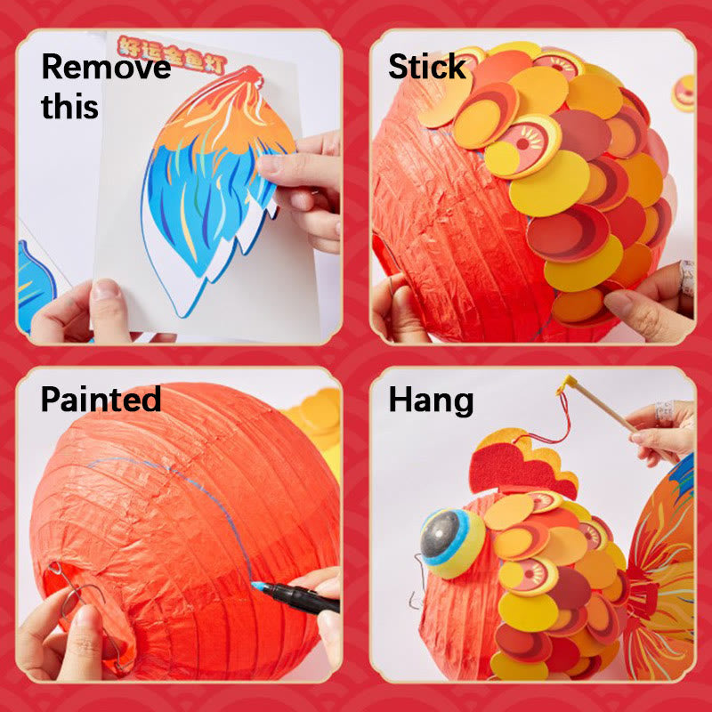 Mythstone DIY Good Luck Koi Fish Paper Lantern Lamp Mid-Autumn Festival Child Kids Lantern Decoration