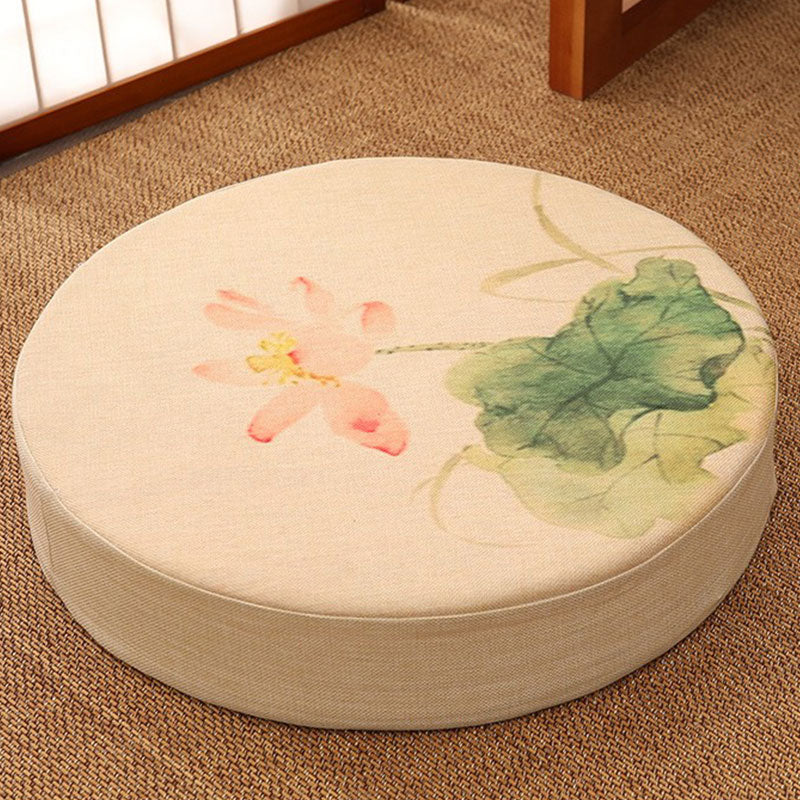 Mythstone Lotus Simple Pattern Cotton Linen Meditation Seat Cushion Home Decoration