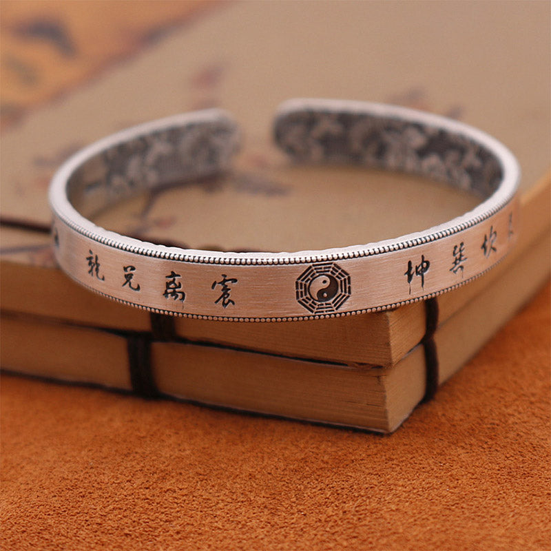 Mythstone 999 Sterling Silver Bagua Yin Yang Balance Bracelet