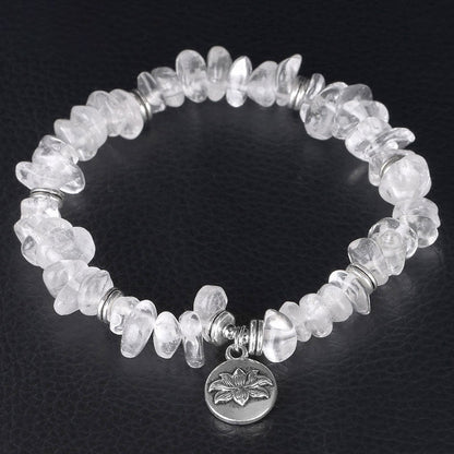 Pulsera curativa de loto de cristal blanco natural Mythstone 