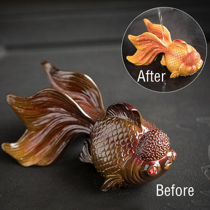 Mythstone Color Changing Koi Fish Resin Tea Pet Wealth Home Figurine Decoration