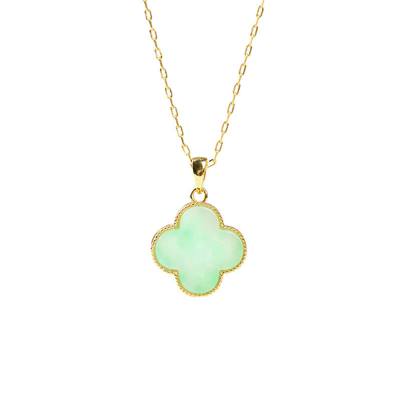 Mythstone Four Leaf Clover Jade Pattern Luck Necklace Pendant