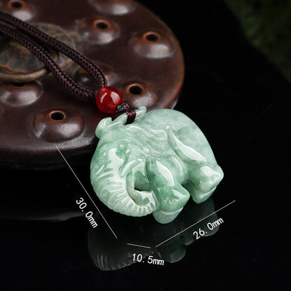 Mythstone Elephant Jade Luck Strength Necklace String Pendant