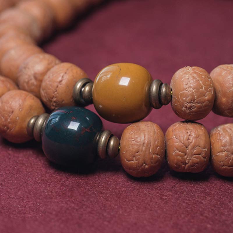 Mythstone 108 Mala Beads Bodhi Seed Dzi Bead Peace Tassel Bracelet