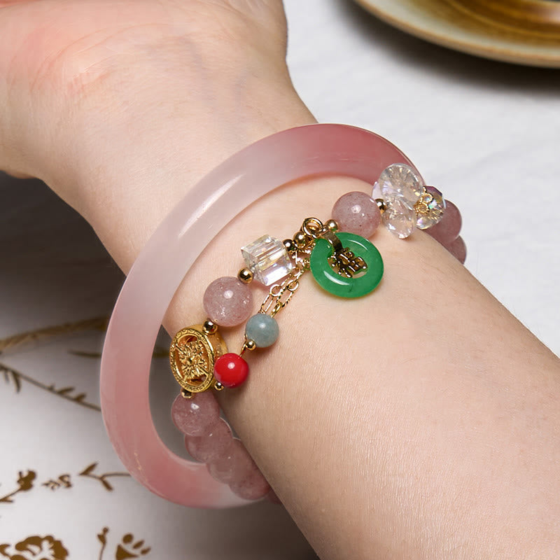 Mythstone Attracting Love and Protection Pink Bracelet Bangle Bundle