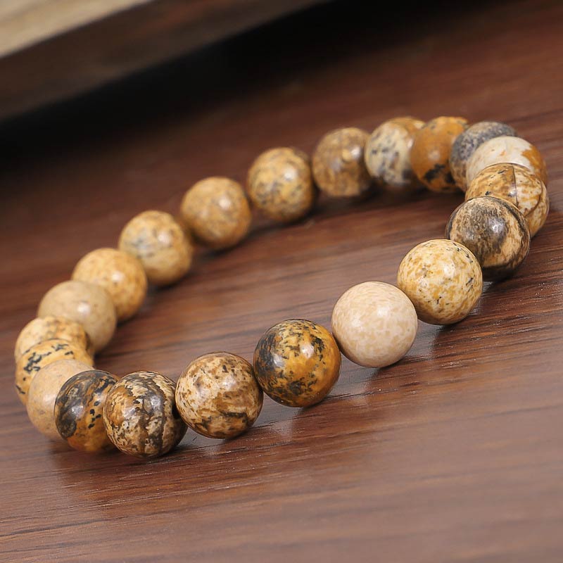 Mythstone Tibetan Picture Jasper Positive Lotus Bracelet Set