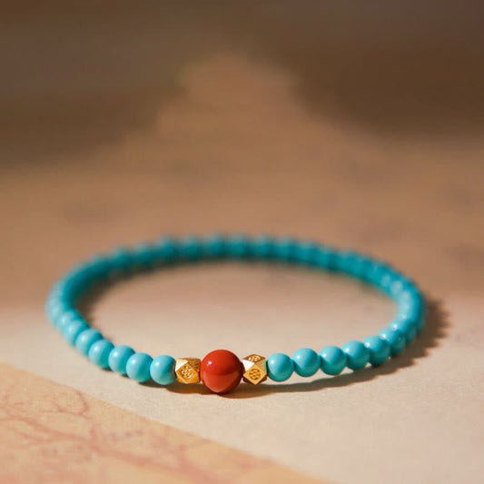 Mythstone Turquoise Red Agate Beaded Protection Bracelet