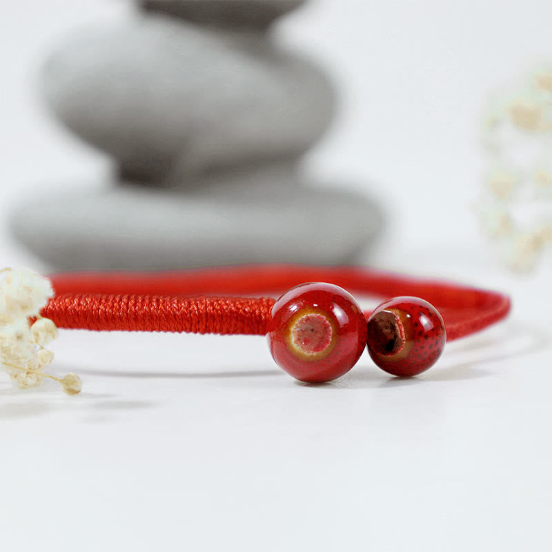 Mythstone FengShui Lucky Red String Ceramic Bracelet